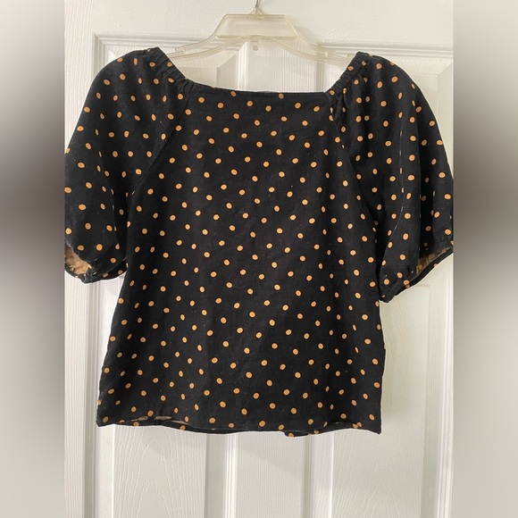 Madewell Black and Yellow Corduroy Puff Sleeve Blouse - Picture 3 of 5